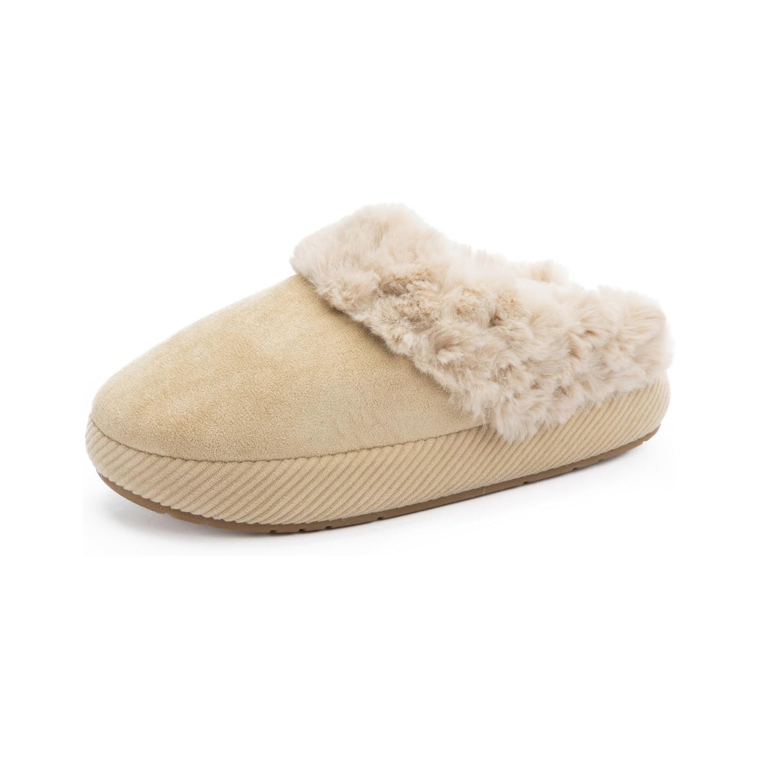 LALA Slippers for Women and Men Memory Foam House Shoes Faux Suede Upper Rubber Sole Faux Fur Lining Warm Comfy Indoor Fuzzy Slippers