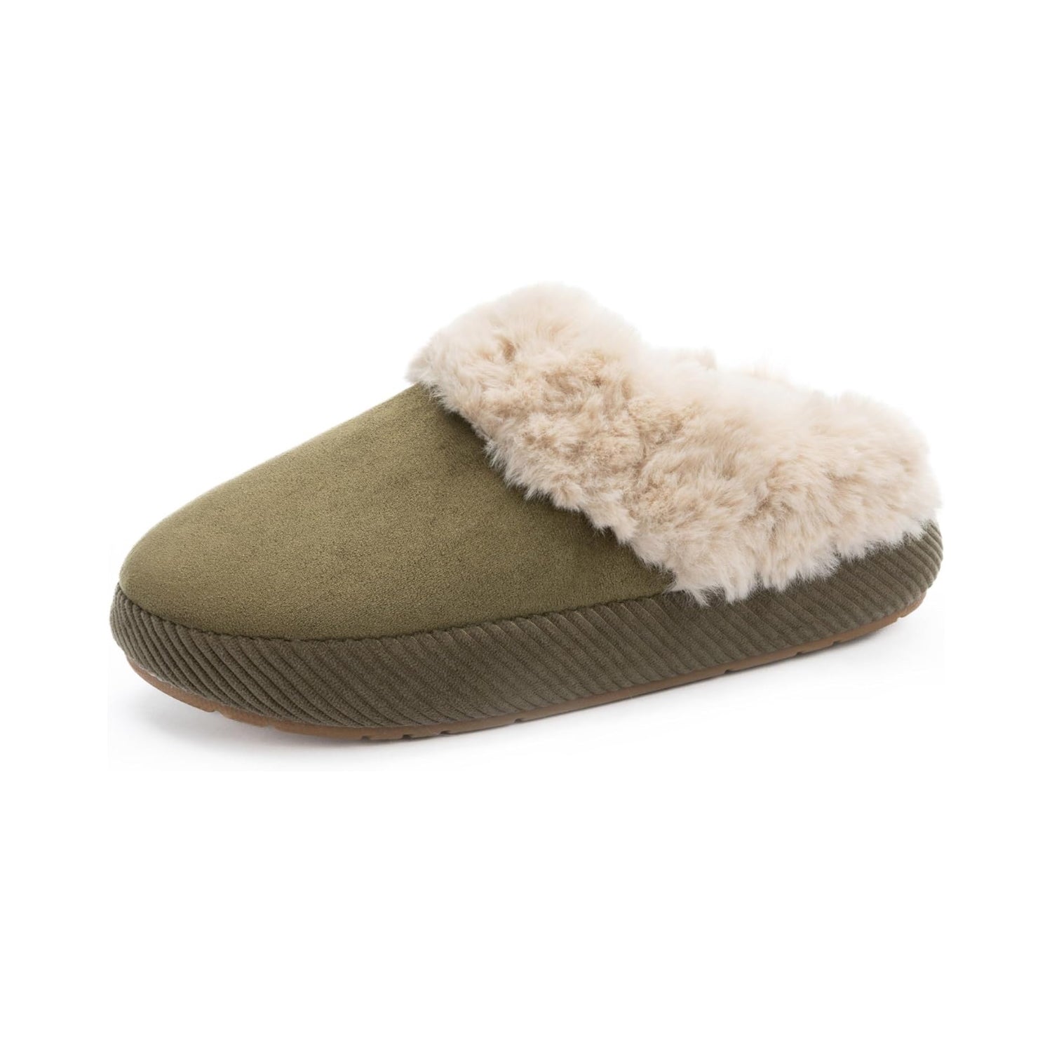 LALA Slippers for Women and Men Memory Foam House Shoes Faux Suede Upper Rubber Sole Faux Fur Lining Warm Comfy Indoor Fuzzy Slippers