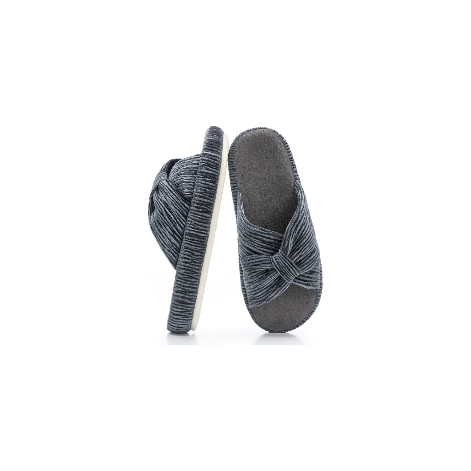 LALA Slippers for Women Memory Foam House Bedroom Corduroy Bow Crossbands Slipper Shoes Comfy Trendy Gift Slippers