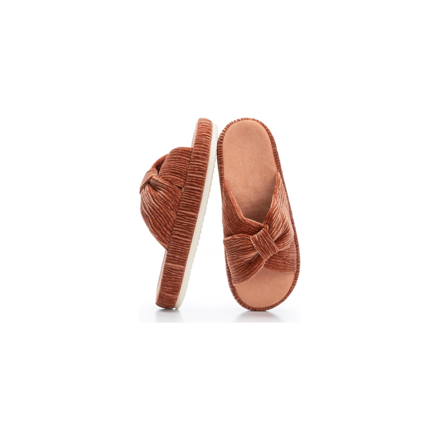 LALA Slippers for Women Memory Foam House Bedroom Corduroy Bow Crossbands Slipper Shoes Comfy Trendy Gift Slippers