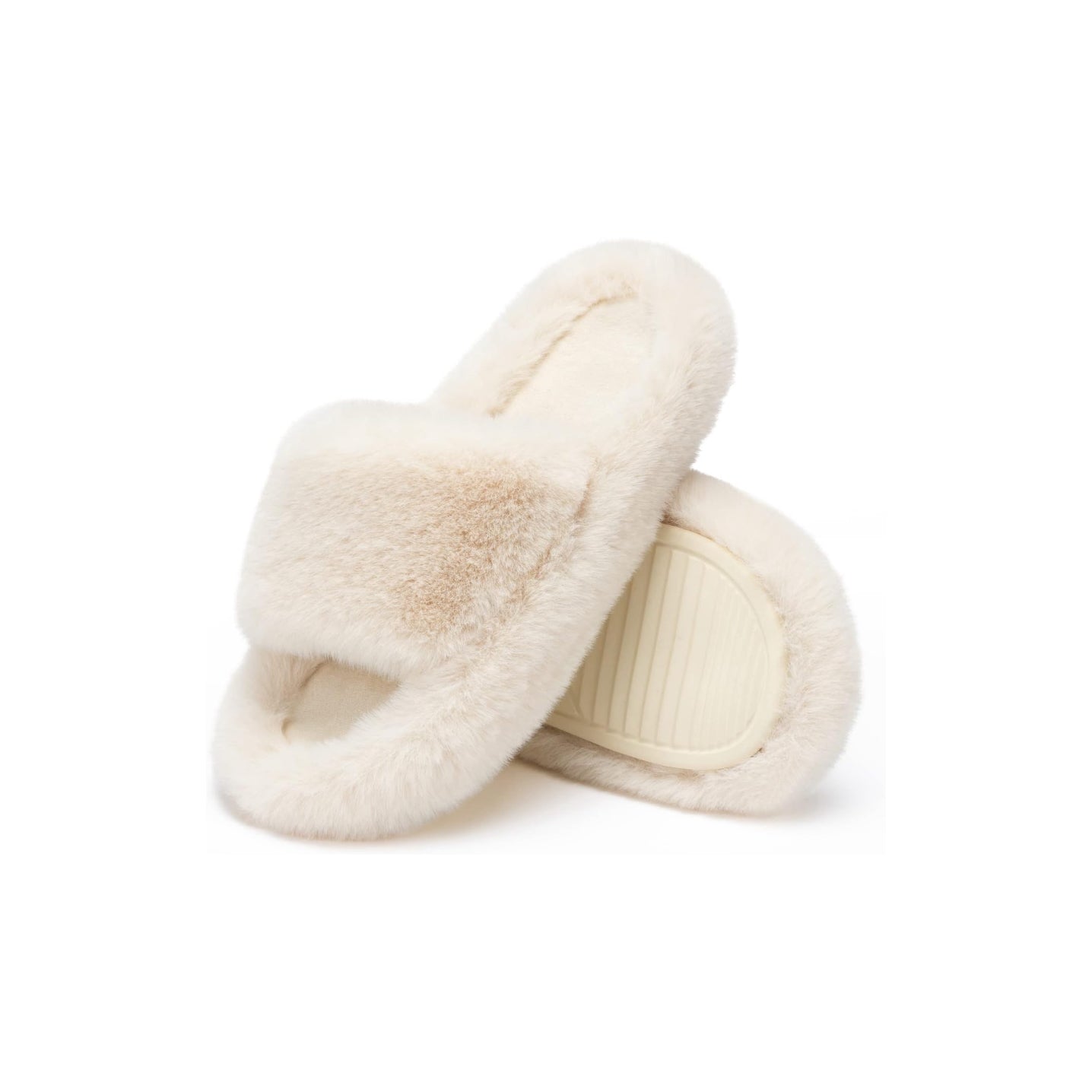 LALA Women's Blue Memory Foam Faux Fur Lined Open Toe Slippers for Women - US 12