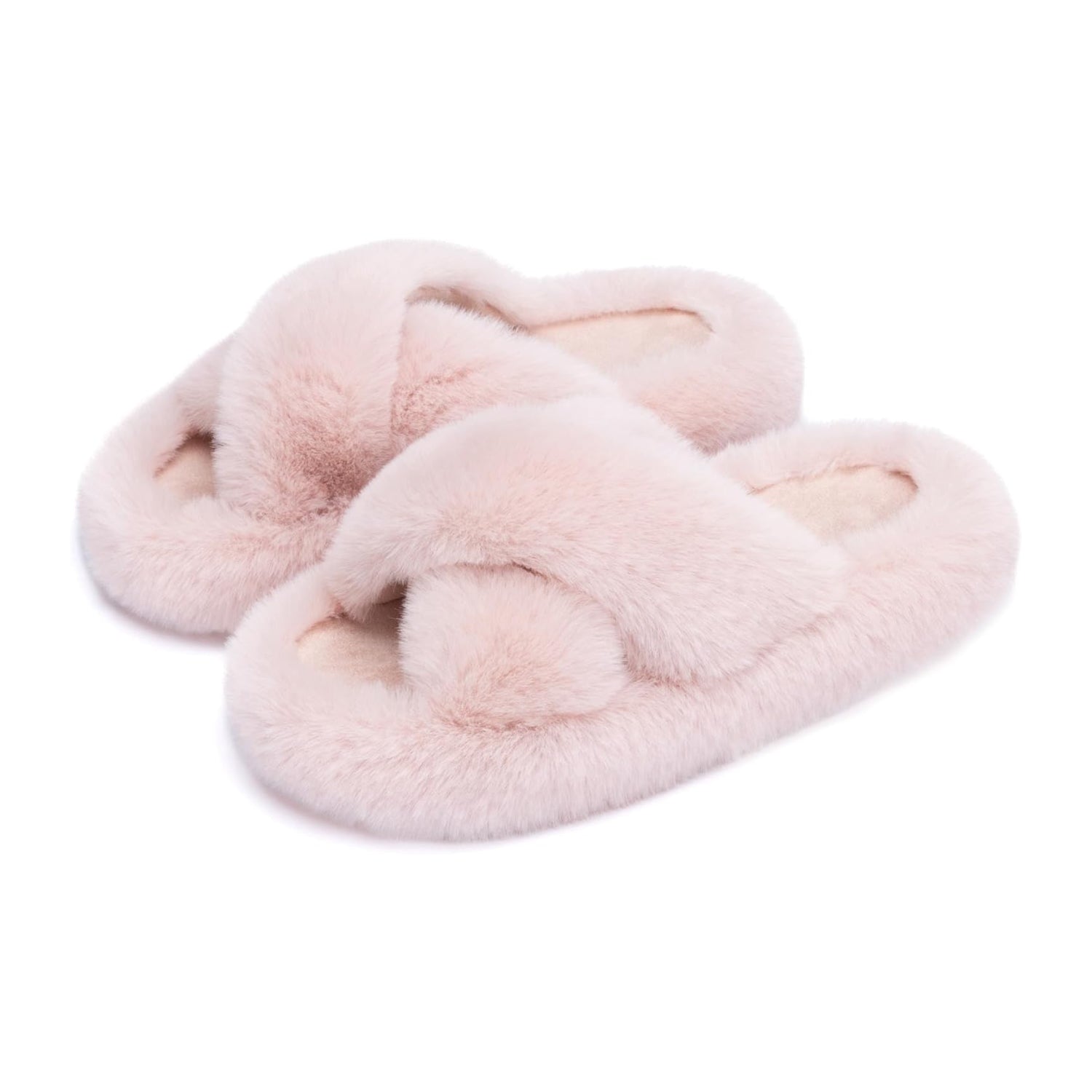 LALA Women's Blue Memory Foam Faux Fur Lined Open Toe Slippers for Women - US 12