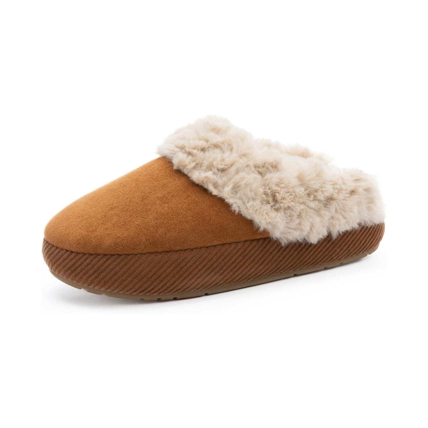 LALA Slippers for Women and Men Memory Foam House Shoes Faux Suede Upper Rubber Sole Faux Fur Lining Warm Comfy Indoor Fuzzy Slippers