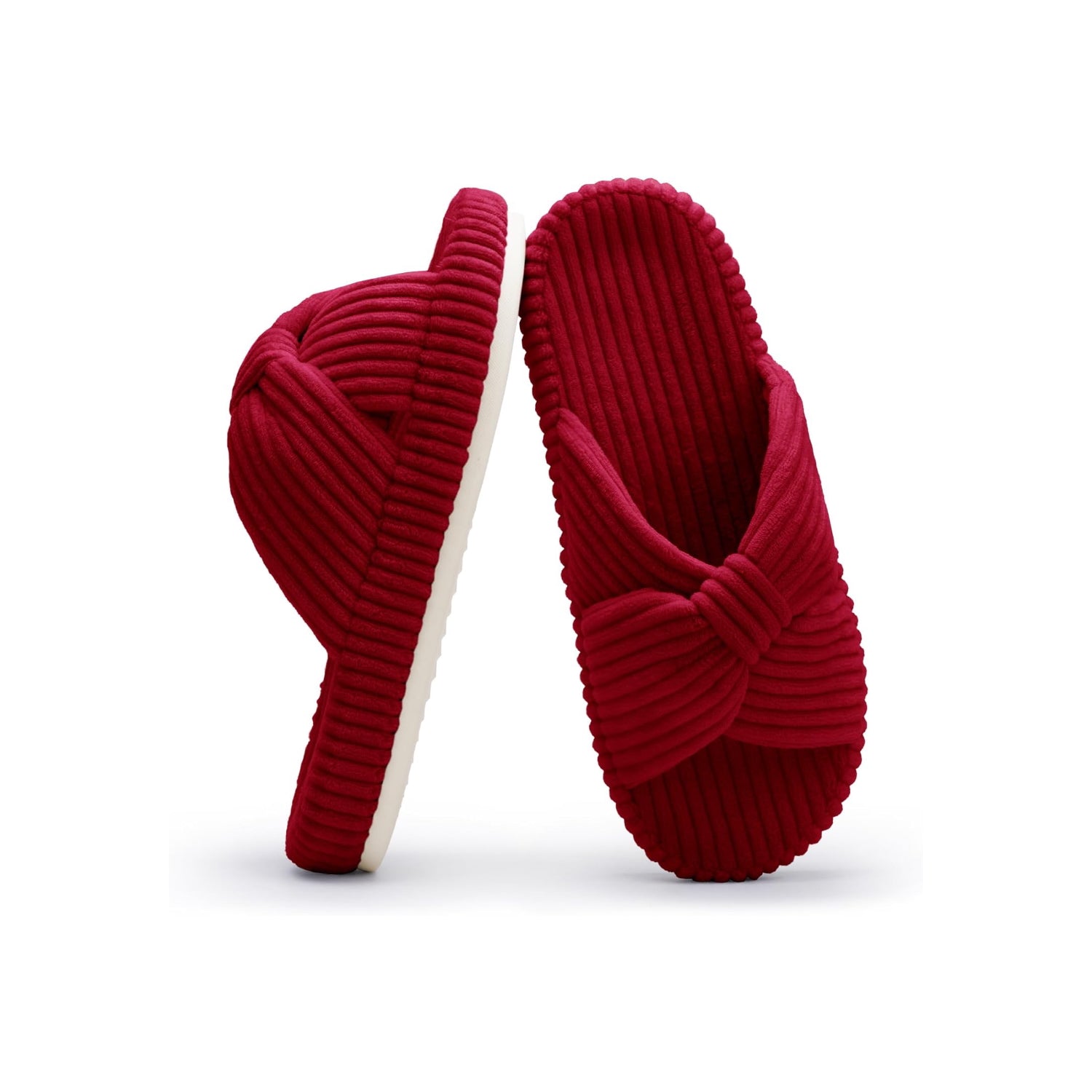 LALA Slippers for Women Memory Foam House Bedroom Corduroy Bow Crossbands Slipper Shoes Comfy Trendy Gift Slippers