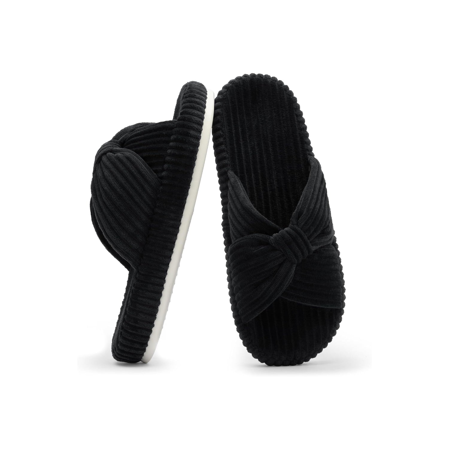 LALA Slippers for Women Memory Foam House Bedroom Corduroy Bow Crossbands Slipper Shoes Comfy Trendy Gift Slippers