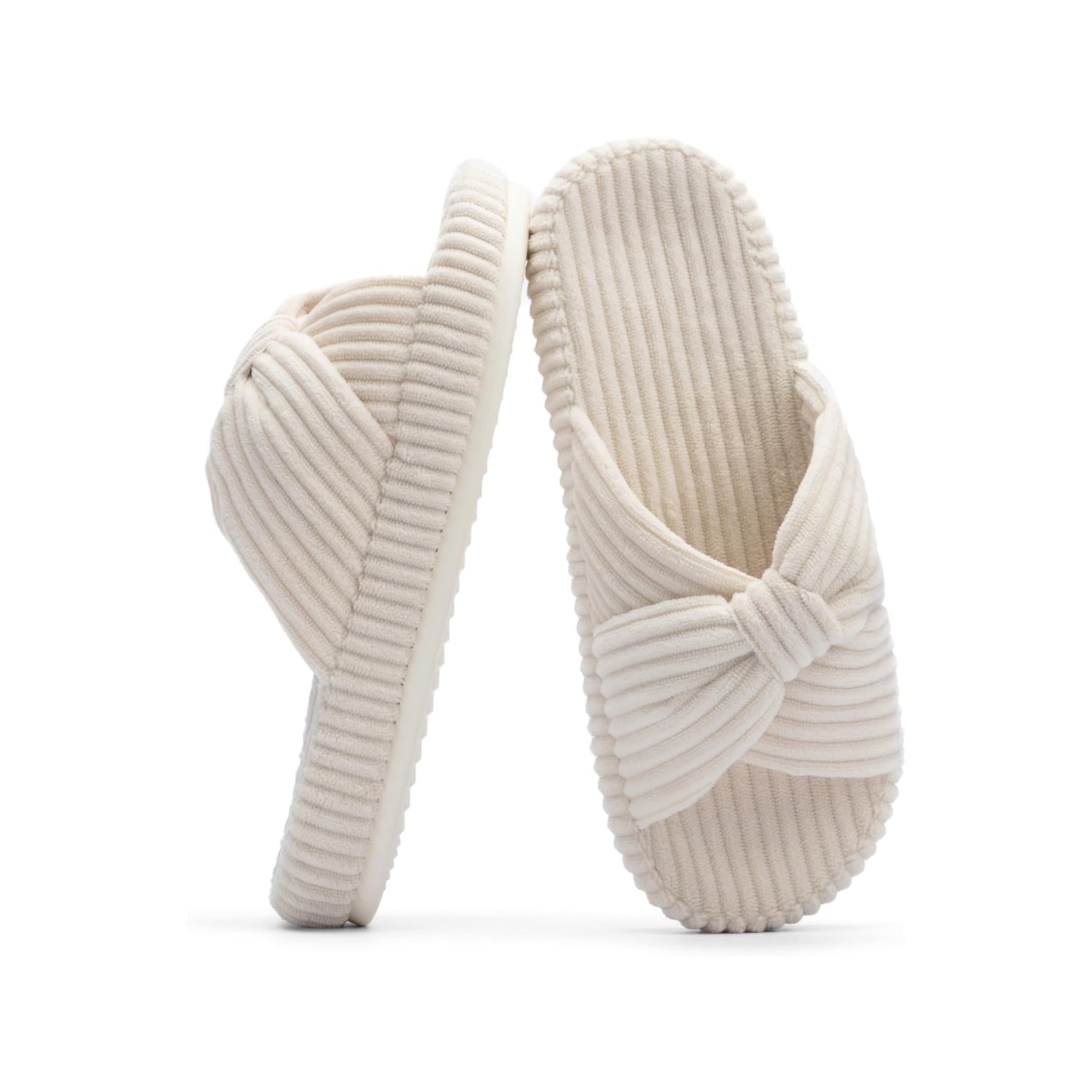 LALA Slippers for Women Memory Foam House Bedroom Corduroy Bow Crossbands Slipper Shoes Comfy Trendy Gift Slippers